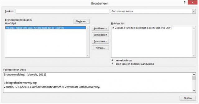 Literatuurlijst in Word automatisch beheren Literatuurlijst in Word automatisch beheren