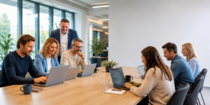 Medewerker werken geconcentreerd met Microsoft Copilot